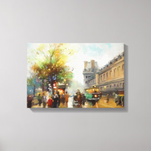 Paris on a Rainy Day. Watercolor Painting Canvas Print