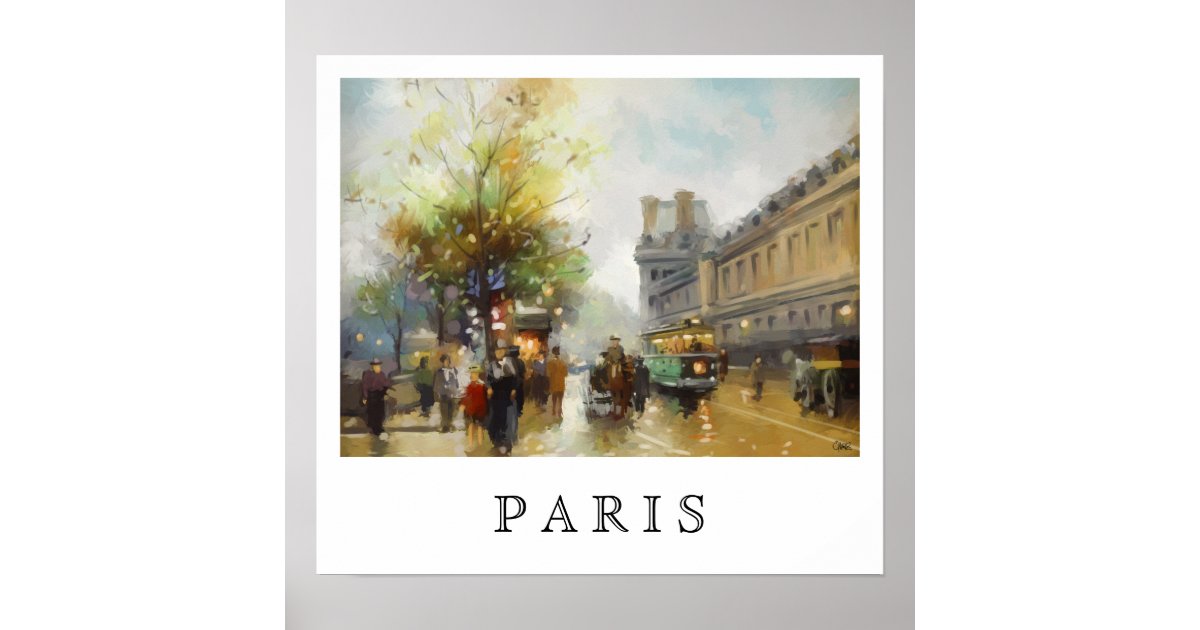 Paris On A Rainy Day Watercolor Painting Poster Zazzle Com