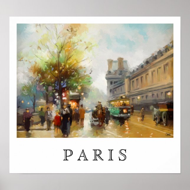Paris on a Rainy Day. Watercolor Painting. Poster (Front)