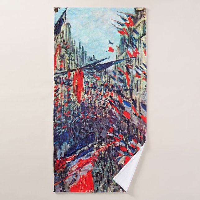 Paris on National Day, Claude Monet Bath Towel (Bath Towel)