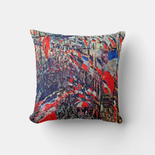 Paris on National Day, Claude Monet Throw Pillow