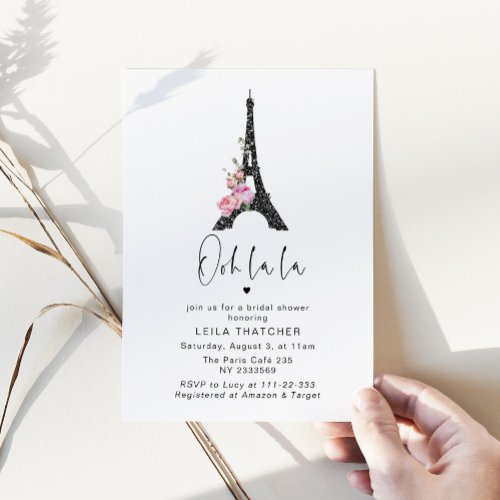 Paris Ooh la la minimalist french bridal shower Invitation