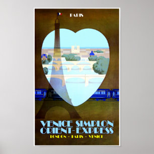 Paris, Orient Express travel poster