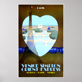 Paris, Orient Express travel poster