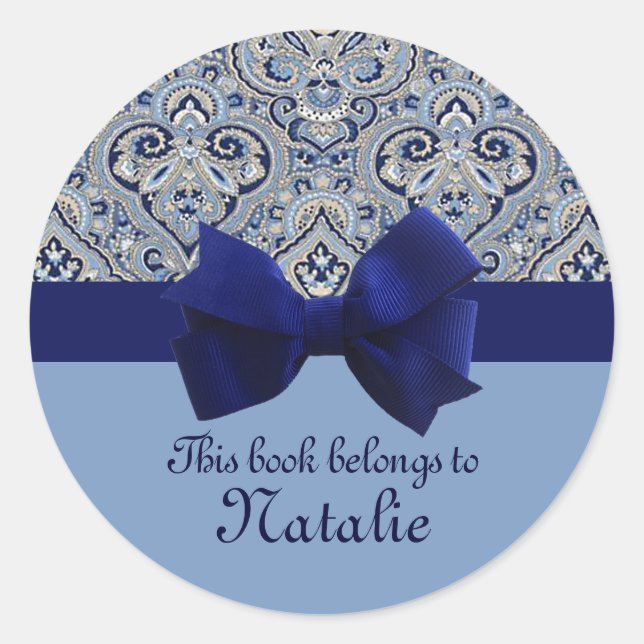 Paris Paisley Indigo 2 Personalized Sticker (Front)