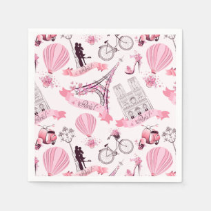Paris Paper Napkins, Eiffel Tower Party Supplies Napkins