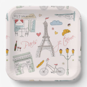 Paris Paper Plates, Eiffel Tower Party Plates