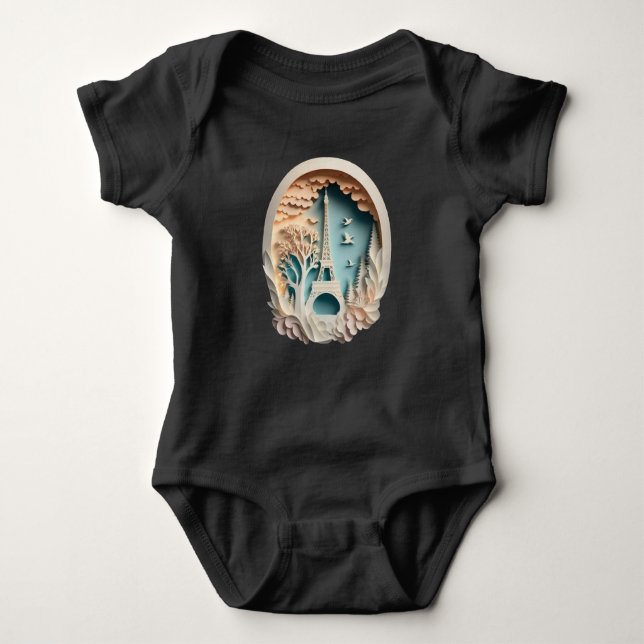 Paris Papercut Style  Baby Bodysuit (Front)