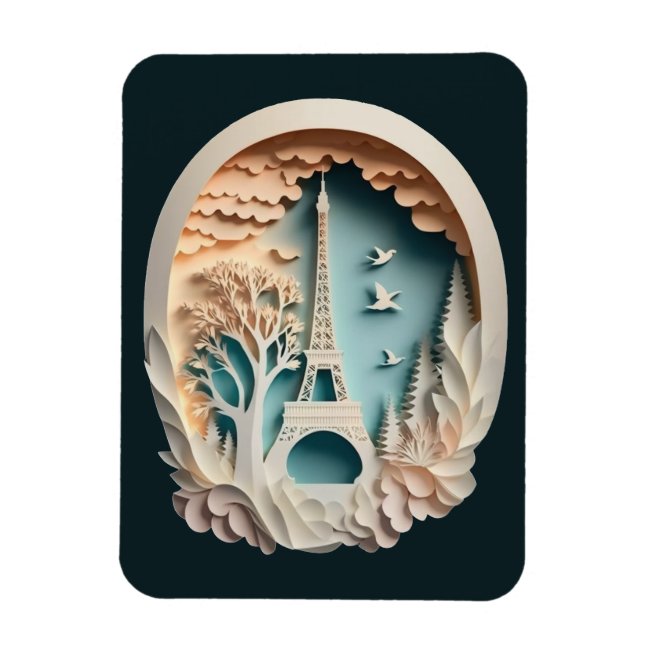 Paris Papercut Style Flexible Photo Magnet