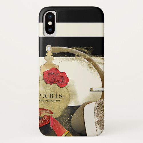 Paris Parfum Perfume Roses Heels  Lipstick iPhone XS Case