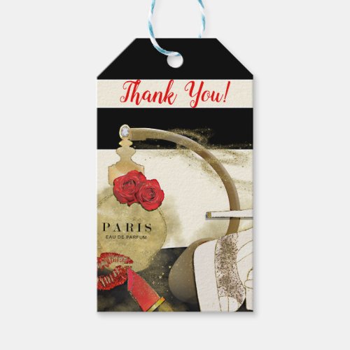 Paris Parfum Perfume Roses Heels  Lipstick Gift Tags