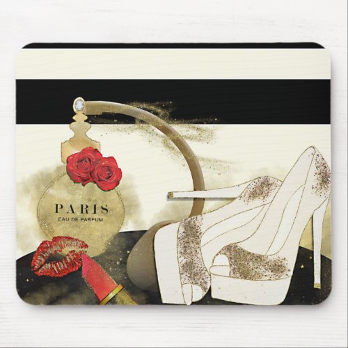 Paris Parfum Perfume Roses Heels  Lipstick Mouse Pad