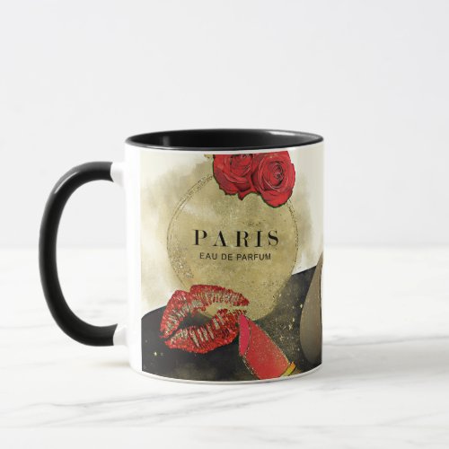 Paris Parfum Perfume Roses Heels  Lipstick Mug