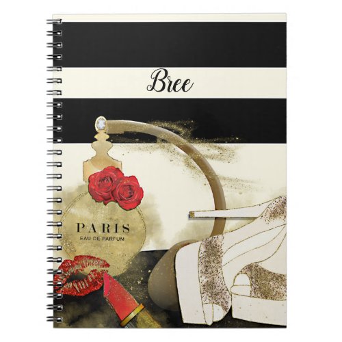 Paris Parfum Perfume Roses Heels  Lipstick Notebook