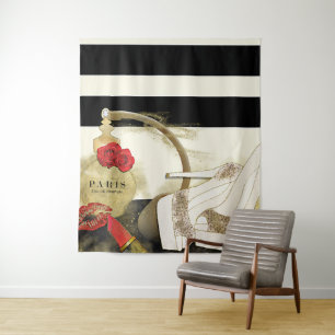 Paris Parfum Perfume Roses Heels & Lipstick Tapestry