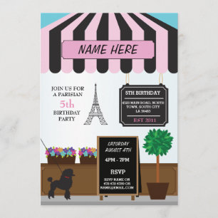 Paris Parisian Cafe Any Age Birthday Party Invite