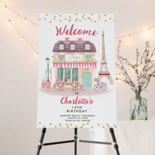Paris Party Eiffel Tower Bistro Pink Welcome Sign