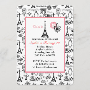 Paris Party White Invitation