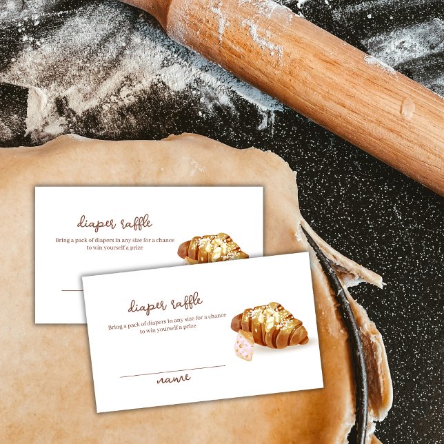 Paris Pastry Croissant Diaper Raffle Baby Shower  Enclosure Card (Paris Pastry Croissant Diaper Raffle Baby Shower Enclosure Card)