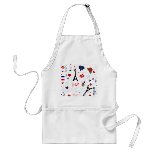 Paris pattern with Eiffel Tower Adult Apron (Front)