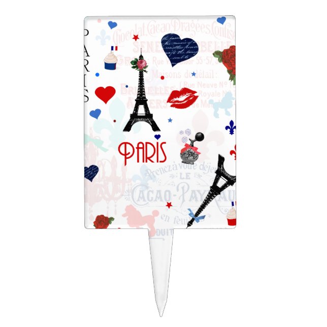 Paris pattern with Eiffel Tower Cake Topper (Front)