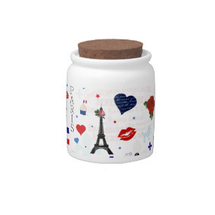 Paris pattern with Eiffel Tower Candy Jar