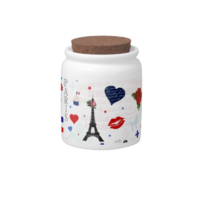 Paris pattern with Eiffel Tower Candy Jar (Front)