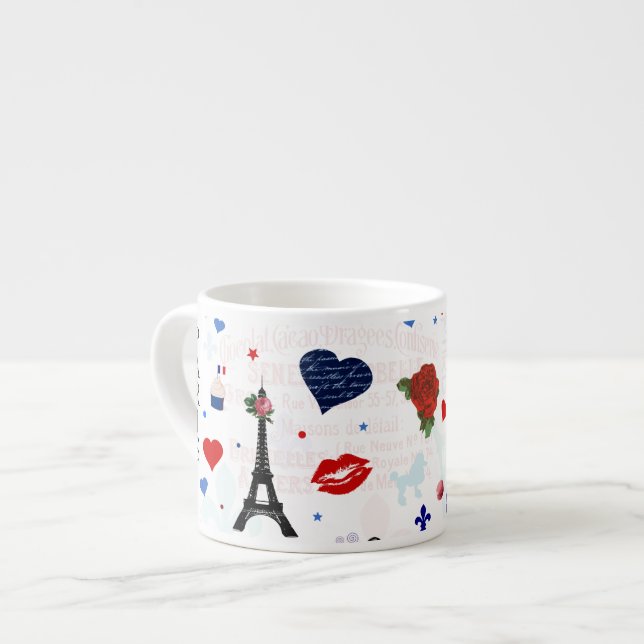 Paris pattern with Eiffel Tower Espresso Cup (Front Left)