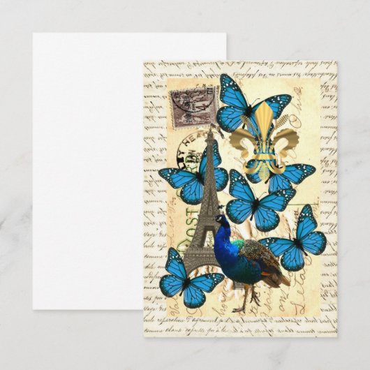 Paris, peacock and butterflies (Front/Back)