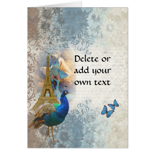 Paris peacock collage cards (Front)