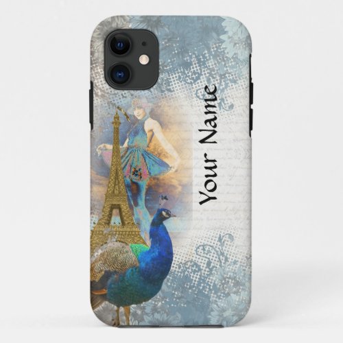 Paris peacock collage iPhone 11 case