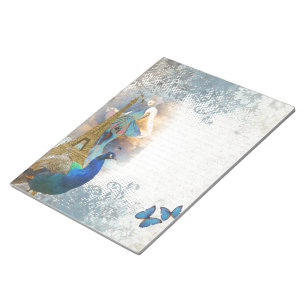 Paris peacock collage notepad