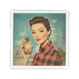 Paris Perfume Ad Elegance Acrylic Tray