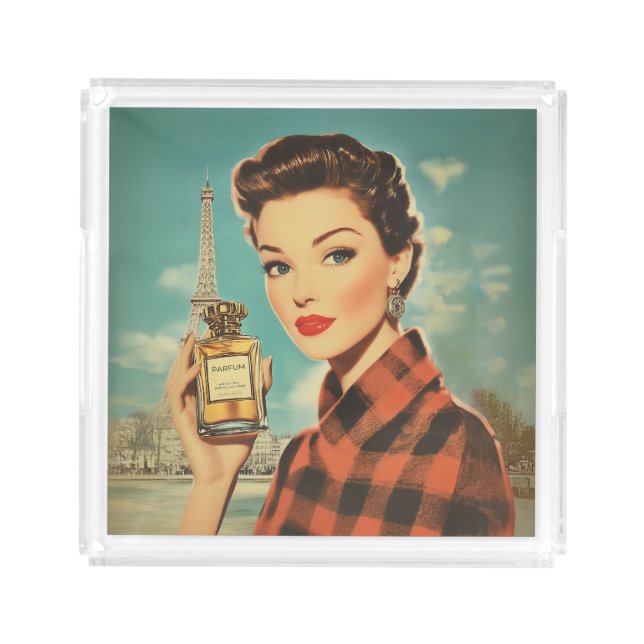 Paris Perfume Ad Elegance Acrylic Tray (Front)