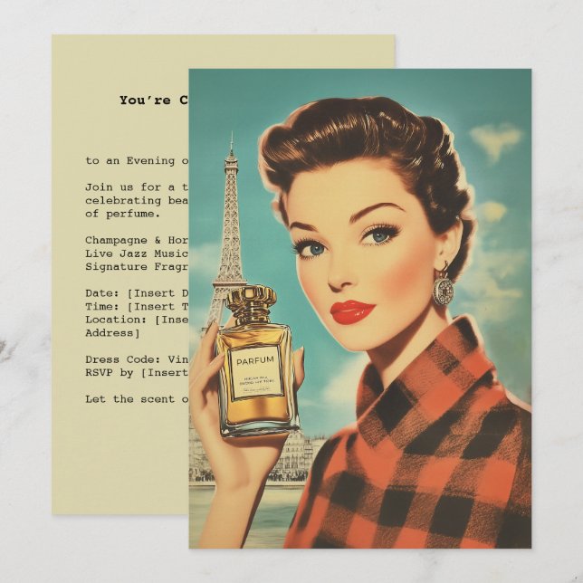 Paris Perfume Ad Elegance Invitation (Front/Back)