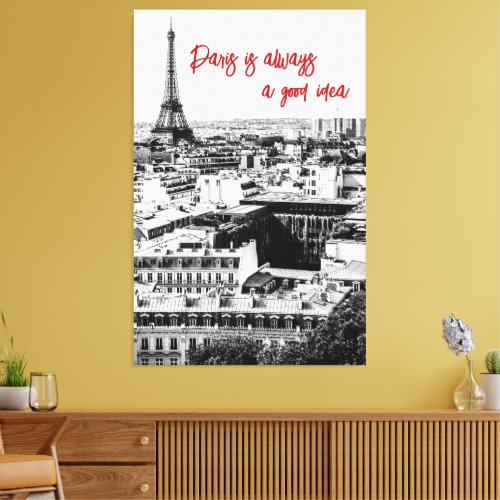 Paris Photo Decor in Black and White with Quote