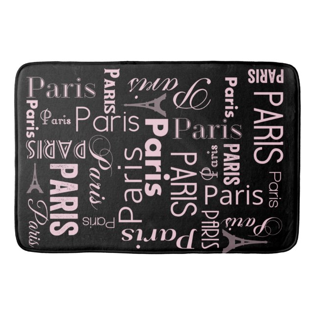 Paris pink and black paris print bath mat (Front)