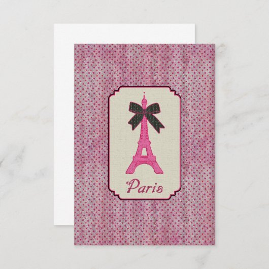 Paris Pink and Black Polka Dot Eiffel Tower & Bow (Front/Back)