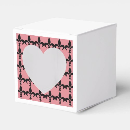 Paris Pink  Black Fleur de Lis Party Favor Boxes