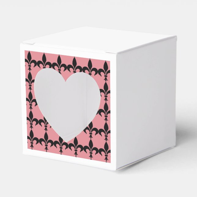 Paris Pink & Black Fleur de Lis Party Favor Boxes (Front Side)