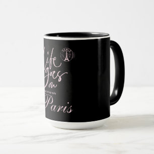 Paris pink, & black mug