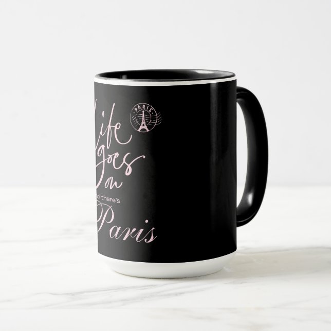 Paris pink, & black  mug (Front Right)