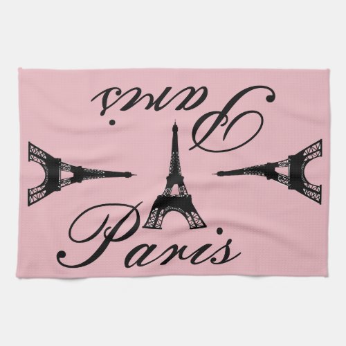 Paris Pink Eiffel tower Kitchen Towel