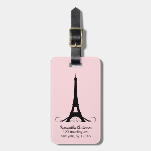 Paris Pink Eiffel Tower Luggage Tag