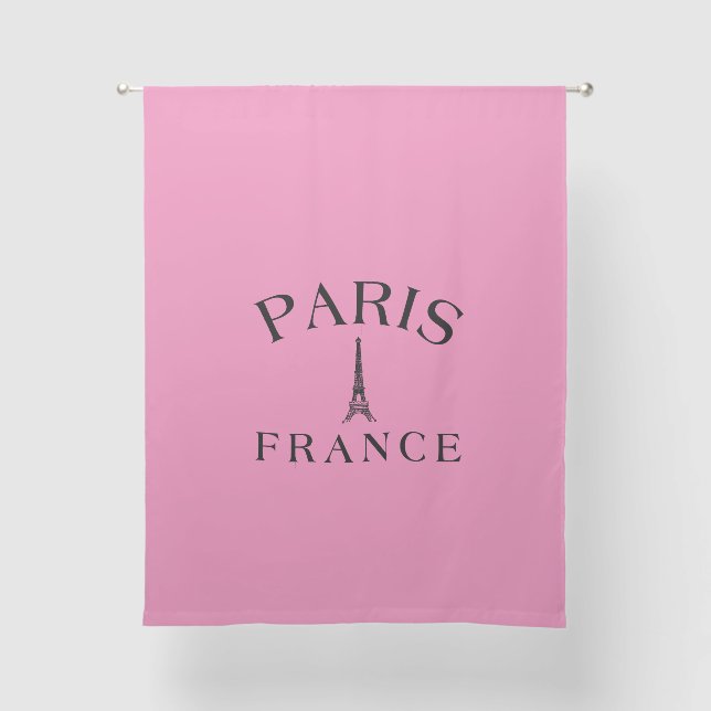 Paris Pink Eiffel Tower Sheer Curtains (Front)