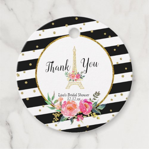 Paris Pink Floral Romantic Thank You Tag