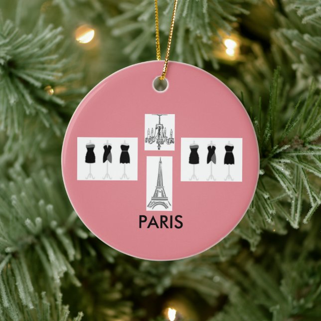 Paris Pink French Themed Christmas Ornament (Tree)