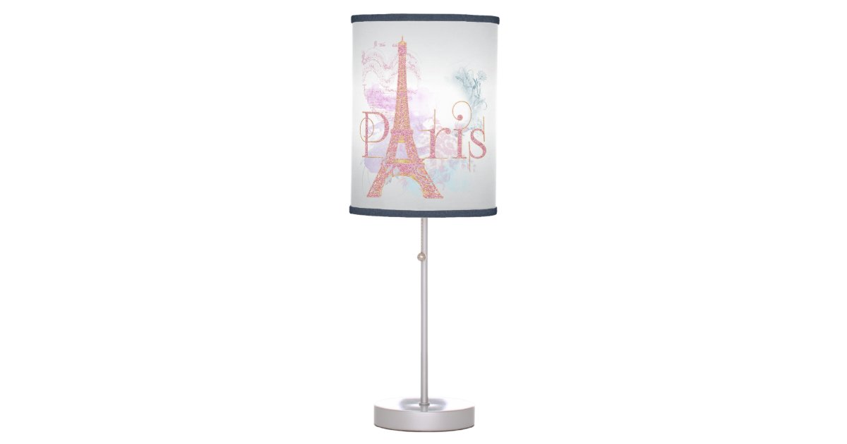 Paris Pink Glitter Eiffel Tower Desk Lamp Zazzle Com