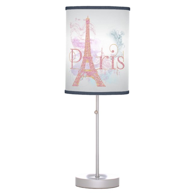 Paris Pink Glitter Eiffel Tower Table Lamp (Front)