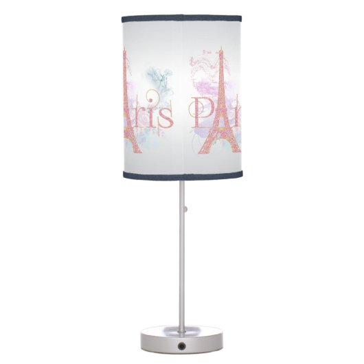 Paris Pink Glitter Eiffel Tower Table Lamp (Back)
